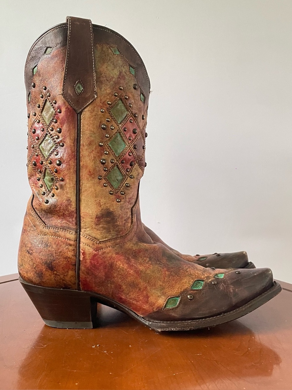Dan Post Multicolor Tooled Cowboy Boots | US 8.5